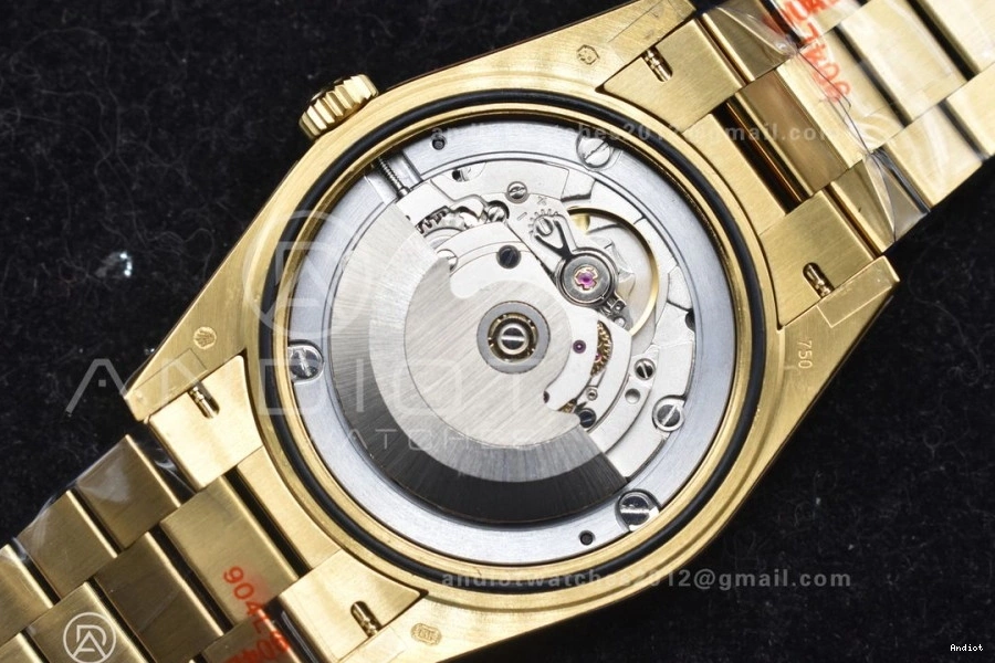Dial 40 Markers President 701 Crystal GMF A2836 DayDate On 904L RG Black Bracelet Lightweight Steel Tungsten Weighted V with 0725